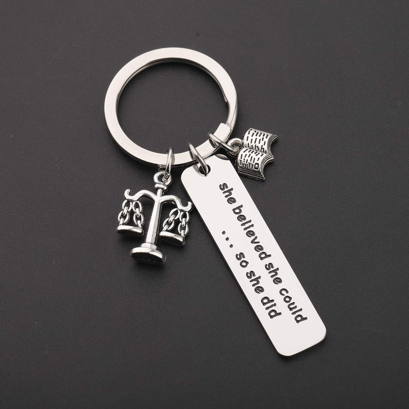 [Australia] - FUTOP New Lawyer Gift Scales of Justice Lawyer Keychain She Believed She Could So She Did Keychain Law School Graduation Gift for Lawyer 