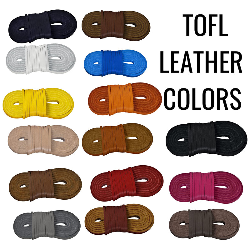 [Australia] - TOFL Leather Boot Laces|1/8 Inch Thick 72 Inches Long|2 Leather Strips [1 Pair] Black 