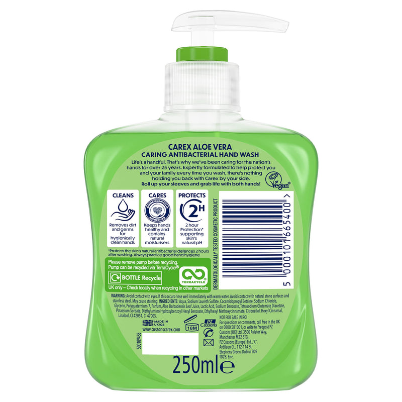[Australia] - Carex Dermacare Aloe Vera Antibacterial Hand Wash Pack of 6, Cleansing Hand Soap that's gentle and Protects Hands, Antibacterial Soap with Added Moisturisers, Aloe Vera Soap, 250 ml (Pack of 6) 