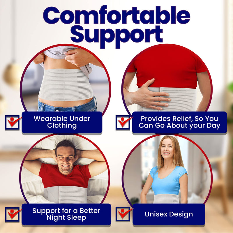 [Australia] - Hernia Belt for Men and Women – Beige Abdominal Binder Belly Band For Umbilical Hernias & Navel Belly Button Hernias With Compression Pad For Hernia Support and Stomach Hernia Brace Pain Relief (L/XL) Large/X-Large (Pack of 1) 