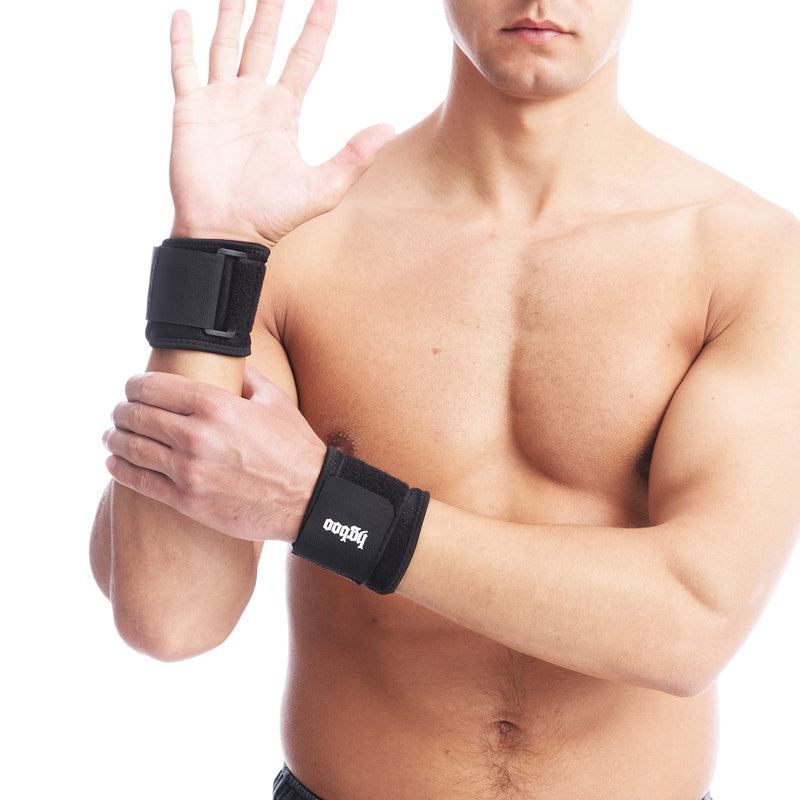 [Australia] - HGBOO 2 Pack Wrist Brace Wrist Wraps for Men and Women, Compression Wrist Support for Workout, Tennis, Weightlifting, Carpal Tunnel Arthrities, Tendonitis, Wrist Pain Relief - Adjustable Wrist Band (Black) Black 