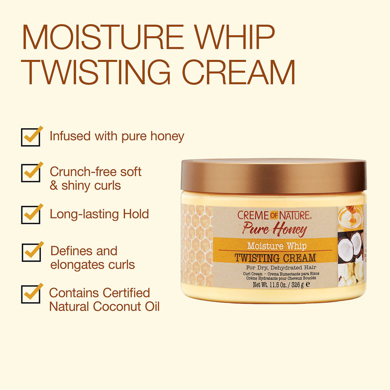 [Australia] - Curl Cream for Curly Hair by Creme of Nature, Moisture Whip Twisting Cream for Dry Dehydrated Hair with Pure Honey, 11.5 Fl Oz 