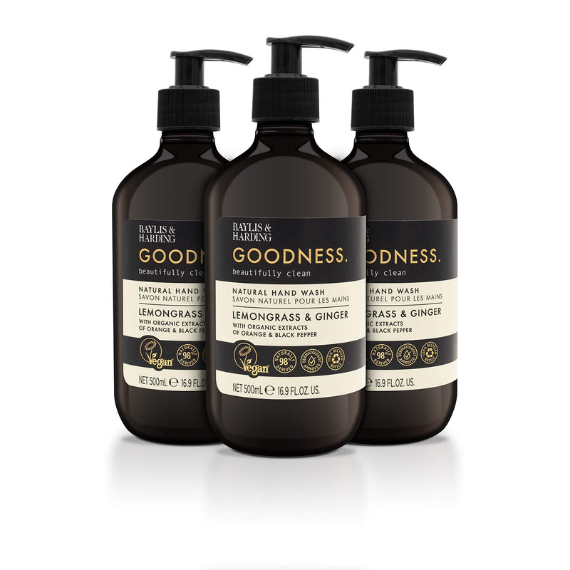 [Australia] - Baylis & Harding Goodness Lemongrass and Ginger 3 x 500 ml Hand Wash and 3 x 500 ml Bath Soak Bundle Lemongrass & Ginger Hand & Bath Bundle 
