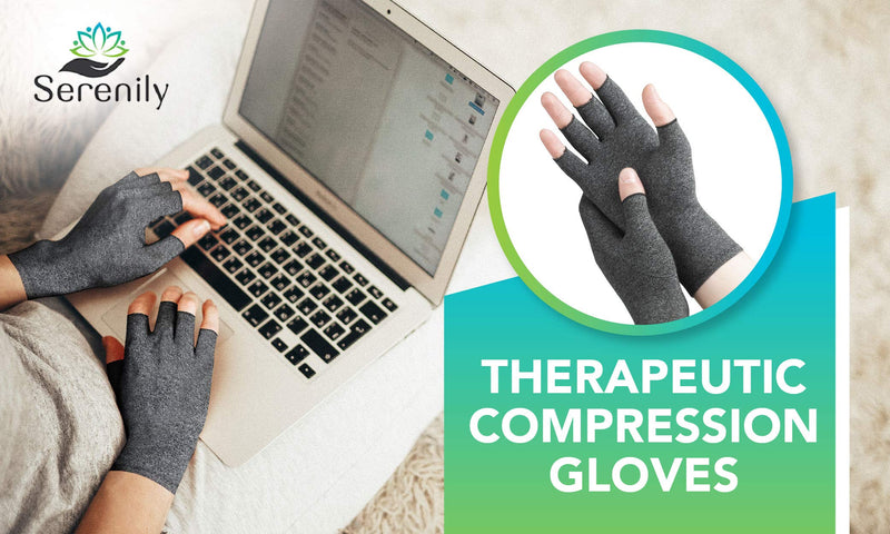 [Australia] - Serenily Arthritis Gloves - Hand Compression Gloves for Women & Men. Ortho Gloves for Carpal Tunnel, Swelling, & Raynauds Syndrome. Comfy Open Finger Glove for Rheumatoid & Osteoarthritis Pain Relief (S) Small (1 Pair) 