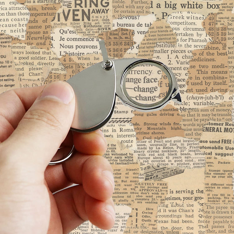 [Australia] - Portable Pocket Reading Magnifier 10X Folding with Metal Jewellery Magnifier Magnifying Eye Glass Lens Keychain 