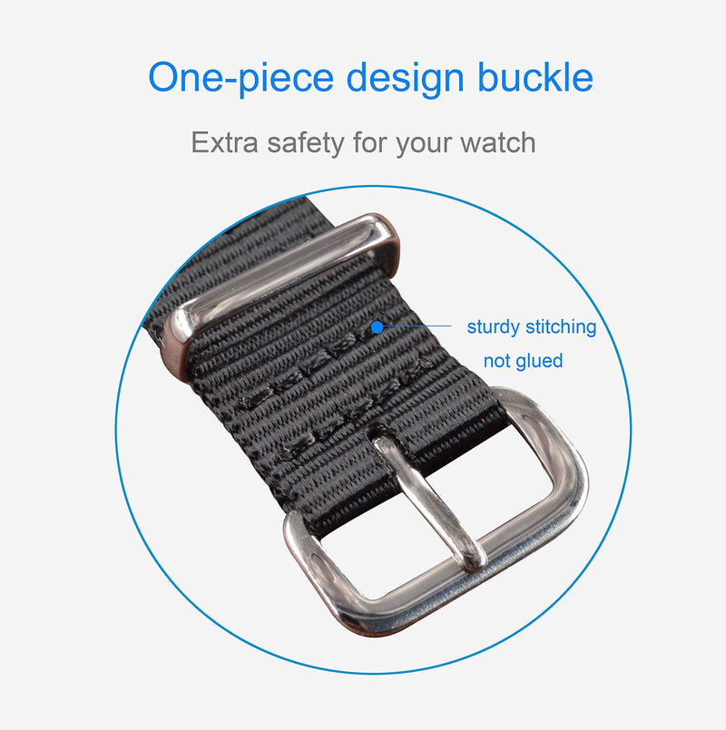 [Australia] - 12mm Black Women's Thin Nylon Watch Strap One-Piece Watch Bands Replacement 