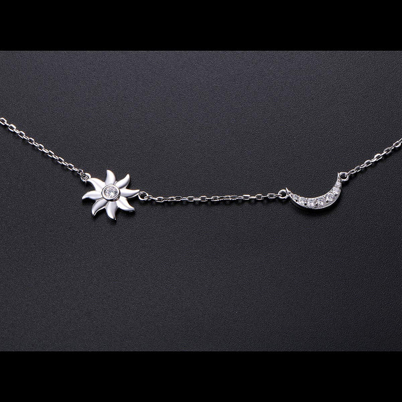 [Australia] - YinShan Dainty S925 Sterling Silver Jewelry Adjustable Choker Necklace Chain and Bracelet sun moon and star choker 