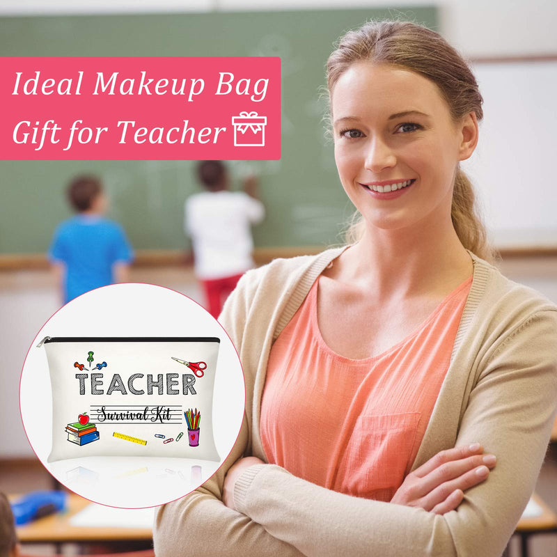 [Australia] - 5 Pieces Teacher Survival Kit Makeup Bags Funny Travel Cosmetic Pouch Teacher Supplies for Classroom Teacher Gift Toiletry Bag Teacher Gift for for Women 