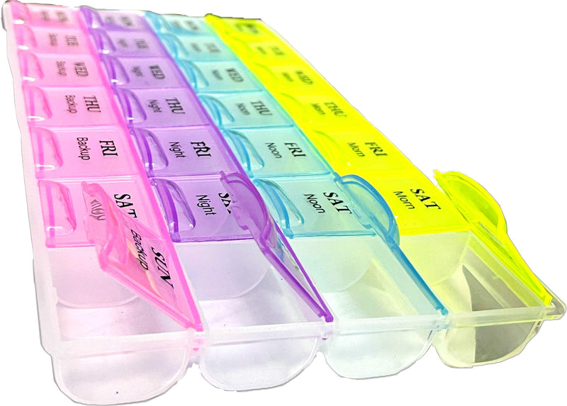 [Australia] - Weekly Pill Box 7 Day 28 Compartments Tablet Organiser with Labels Requisite Needs 
