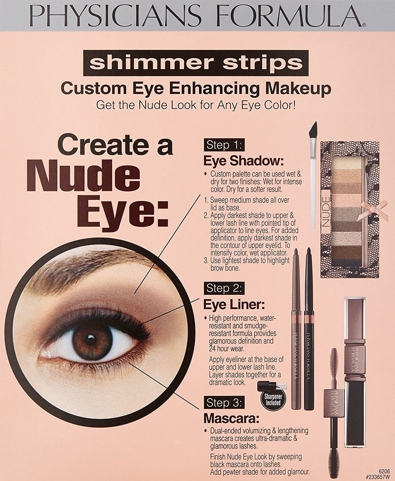 [Australia] - Physicians Formula Shimmer Strips Custom Eye Enhancing Kit with Eyeshadow, Eyeliner & Mascara, Nude 