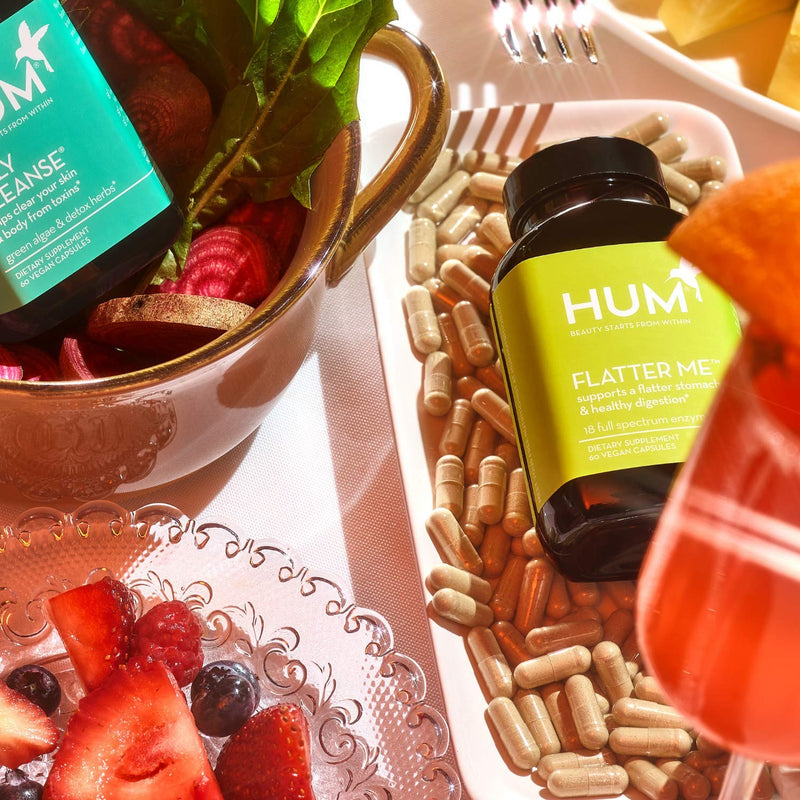[Australia] - HUM Flatter Me - Digestive Enzymes for Bloated Belly Relief - Ginger, Fennel Seed, Peppermint Capsules for Bloating with 18 Full Spectrum Enzymes to Support Gut Health & Food Breakdown (60 Capsules) 