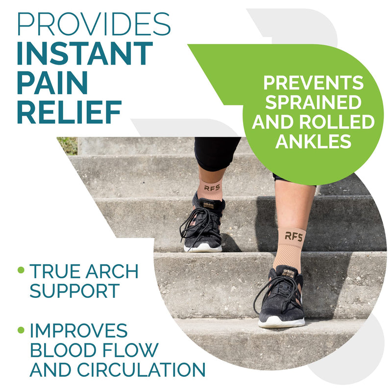 [Australia] - Plantar Fasciitis Foot Compression Sleeves for Injury Rehab & Joint Pain. Best Ankle Brace - Instant Relief & Support for Achilles Tendonitis, Fallen Arch, Heel Spurs, Swelling & Fatigue (Beige, MED) Medium Beige 