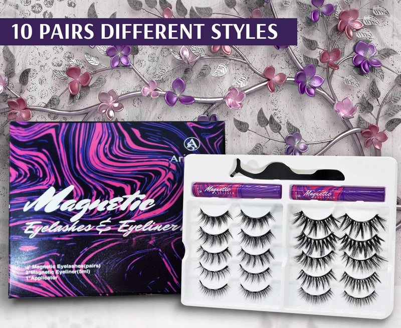 [Australia] - Arishine 3D 5D Magnetic Eyelashes with Eyeliner - Magnetic Eyeliner and Magnetic Eyelash Kit - Eyelashes With Natural Look - Comes With Applicator - No Glue Needed 