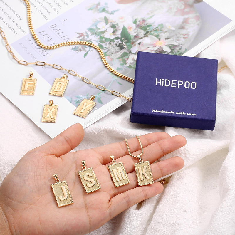 [Australia] - Gold Layered Initial Necklaces for Women, 14K Gold Plated Paperclip Cuban Chain Choker Necklace Layering Box Chain Square Capital A-Z Letter Necklace Layered Necklaces for Women Men Gold Jewelry 