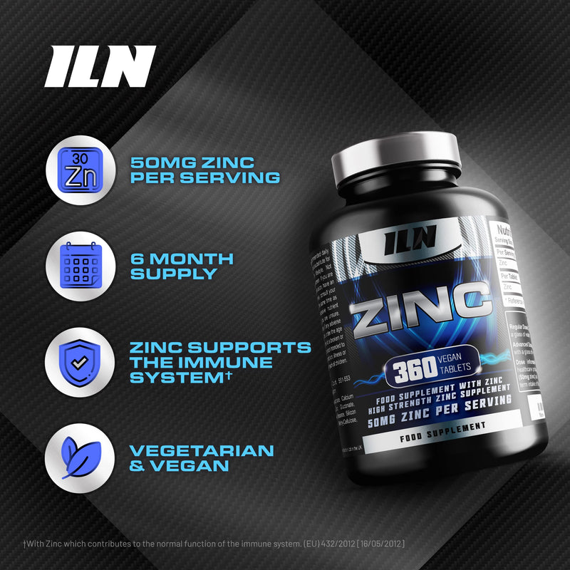 [Australia] - High Strength Zinc Supplements (Supersize - 360 Vegan Tablets) - Zinc 50mg Per Serving x 6 Month Supply - 50mg Zinc Supplement for Vegetarians and Vegans 