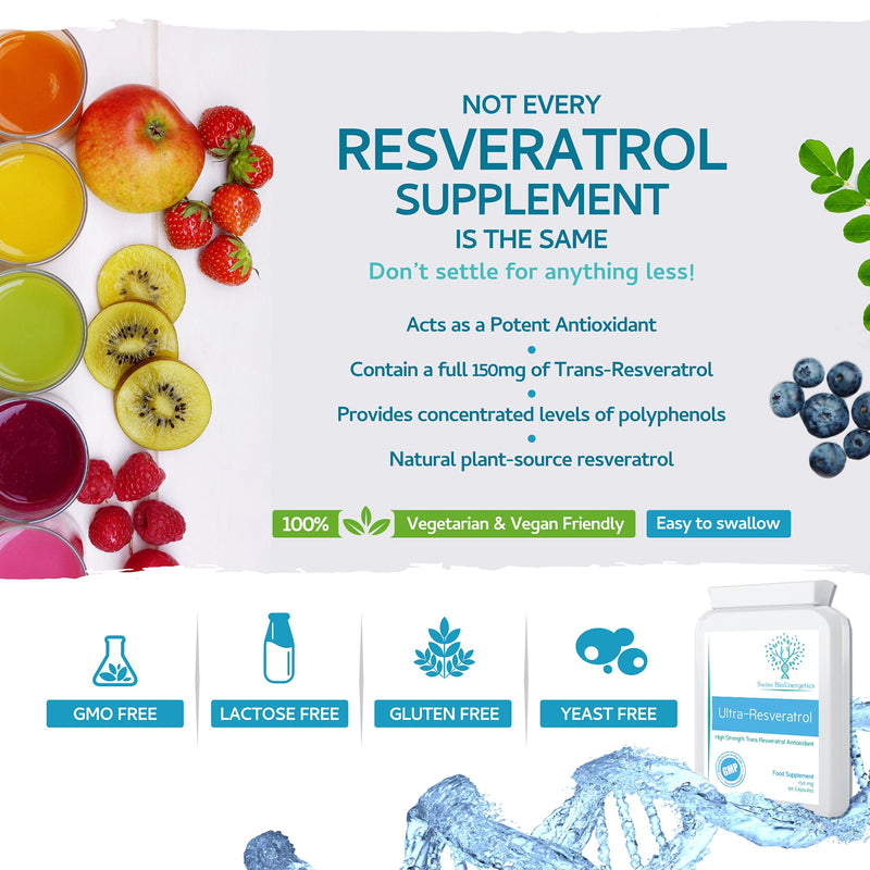 [Australia] - Ultra-Resveratrol 150mg 90 Capsules - High Strength 150mg Trans Resveratrol - High Potency Targeted Release Antioxidant Supplement 