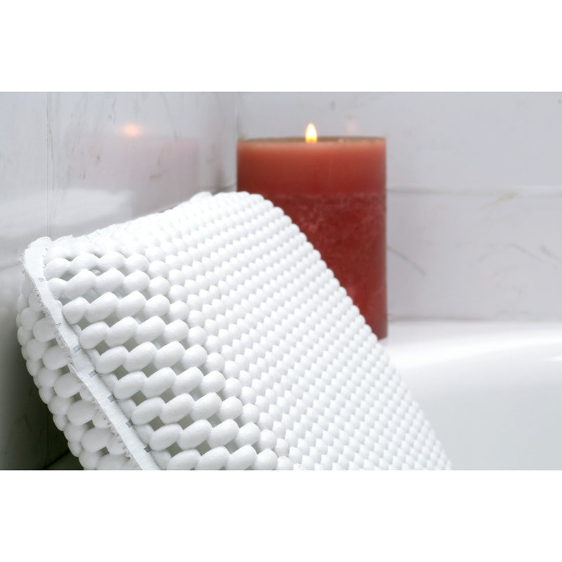 [Australia] - Bath Bliss, Suction Cup Placement, Anti-Microbial and Latex Free, Non Absorbent Waterproof Spa Foam Bath Pillow, White 