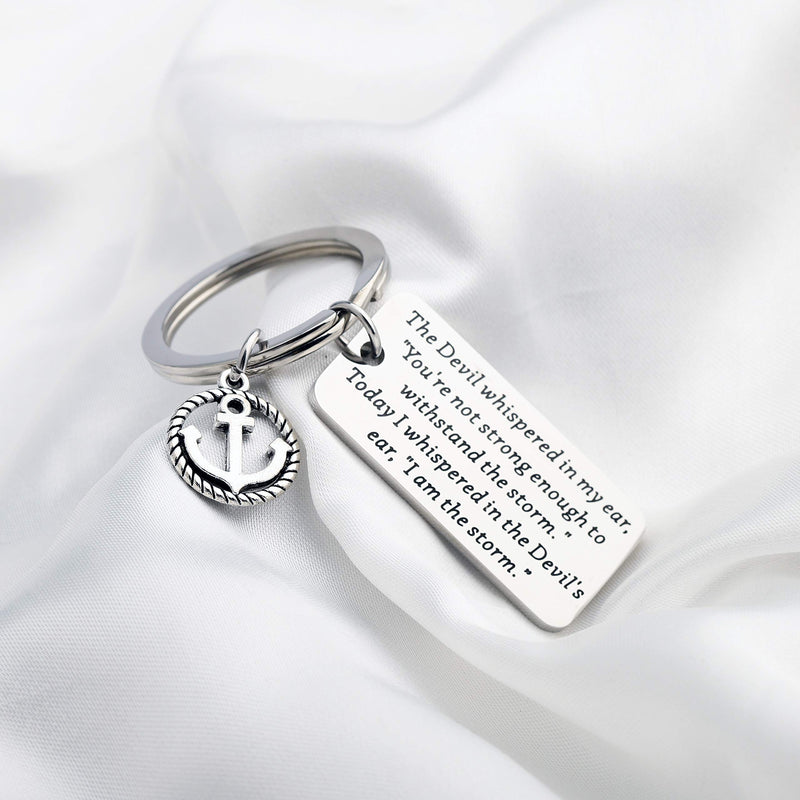 [Australia] - FUSTMW Inspirational Gifts I Am The Storm Keychain Motivating Jewelry Encouragement Gift silver 