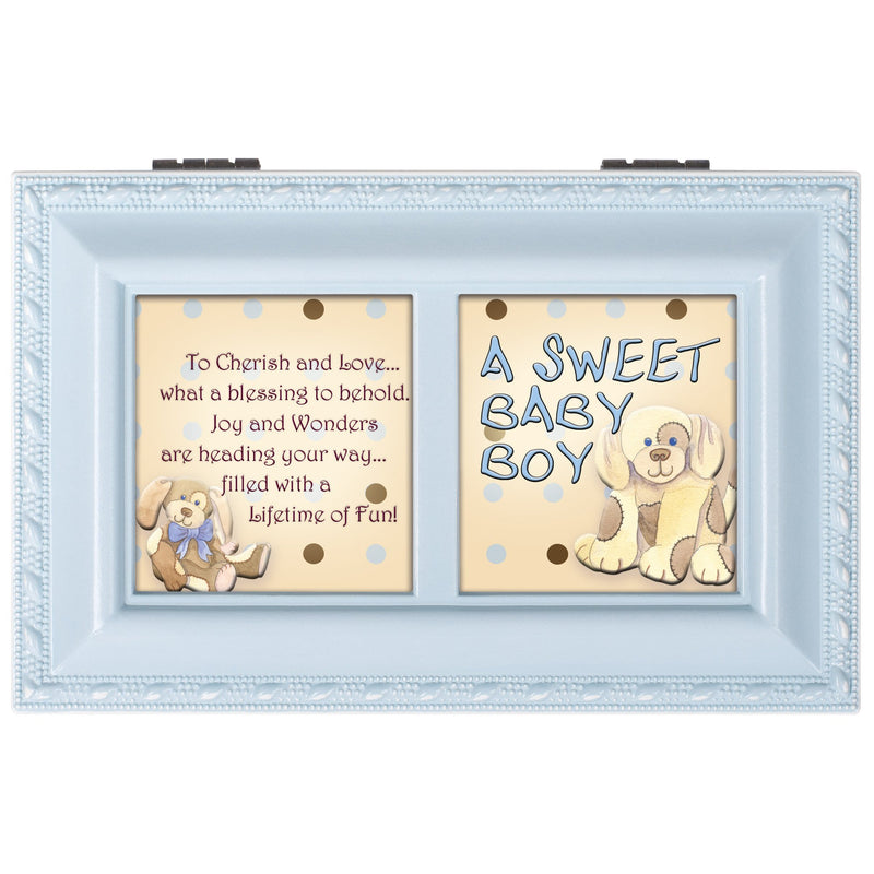 [Australia] - A Sweet Baby Boy Distressed Black Petite Music Box/Jewelry Box Plays Brahams Lullaby 