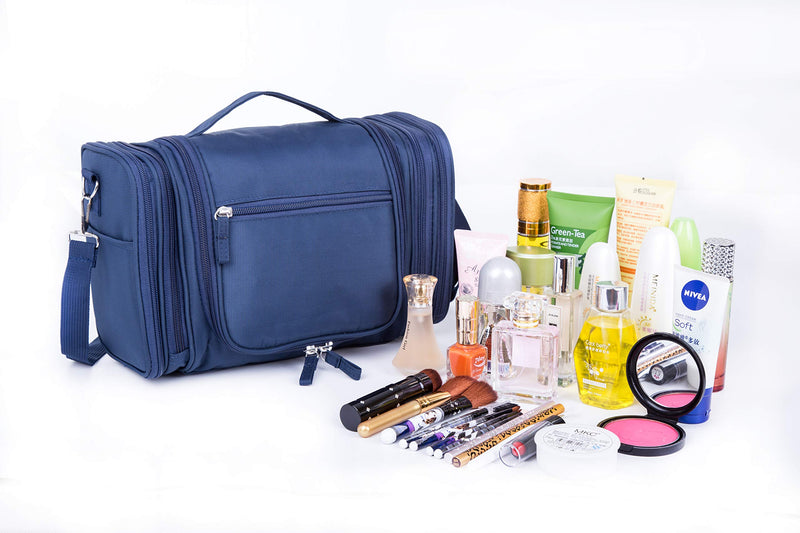 [Australia] - Avigo Bags Extra Large Hanging Toiletry/Cosmetic Bag | Makeup Organizer | with Optional Shoulder Strap | 500D Polyester | Navy 