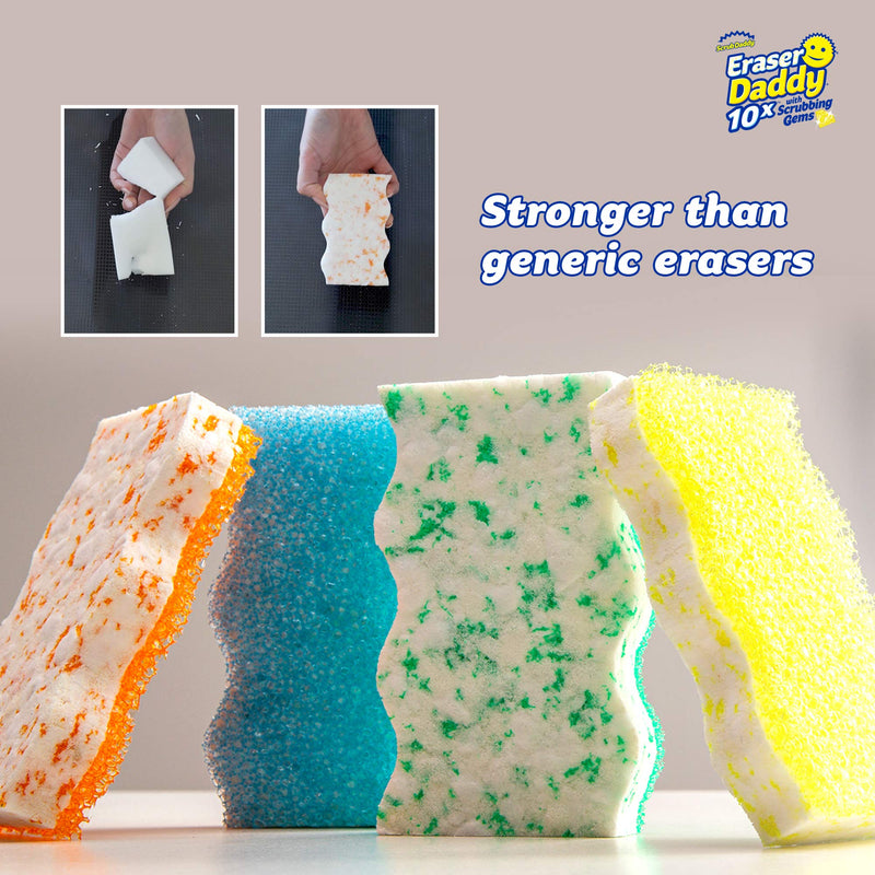 [Australia] - Scrub Daddy Eraser Sponge - Eraser Daddy 10x - Durable Melamine Eraser, Dual-Sided Scrubber, Temperature Controlled, Water Activated, All Purpose Cleaning for Walls, Baseboards, Kitchen Bathroom 2ct 2 Count (Pack of 1) 