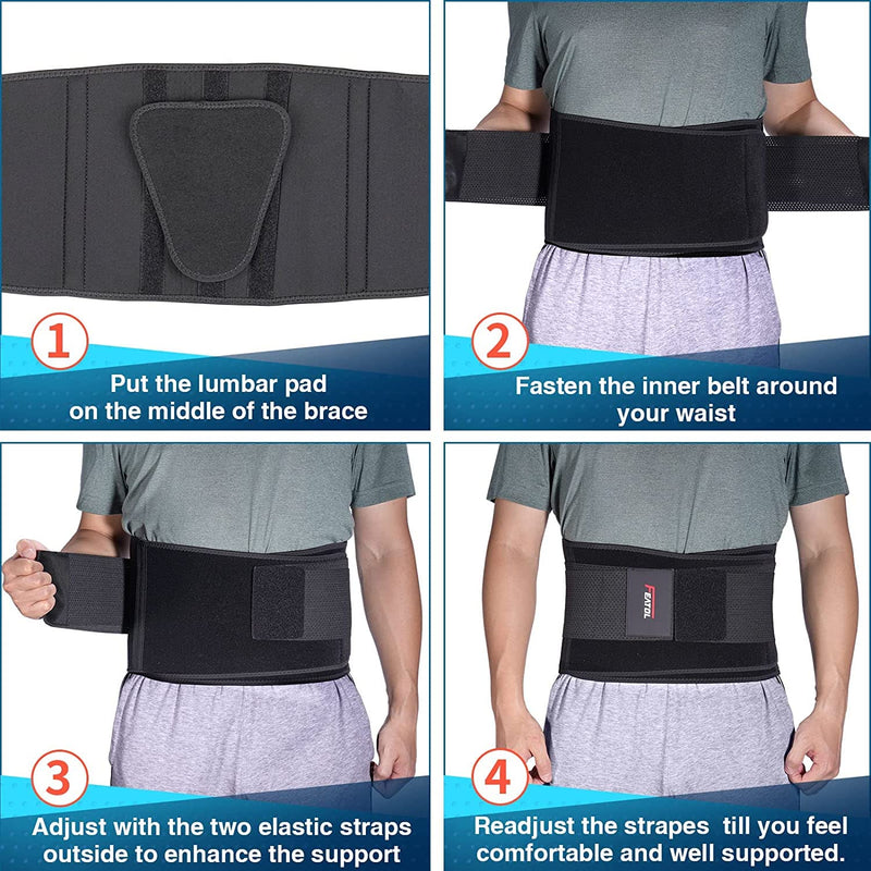 [Australia] - FEATOL Back Brace for Lower Back Pain, Back Support Belt for Women & Men, Breathable Lower Back Brace with Lumbar Pad, Lower Back Pain Relief for Herniated Disc, Sciatica, Large Size/ X Large Size (Waist :30''-38.6'') Large/X-Large (Pack of 1) Black 