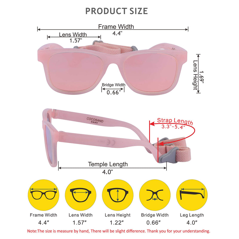 [Australia] - COCOSAND Baby Sunglasses with Strap Baby Pink Barbie Pink 