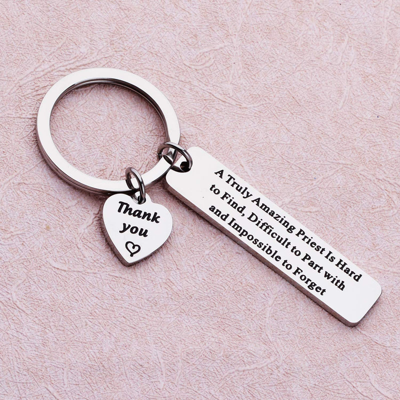 [Australia] - LQRI Catholic Priest Gift Priest Appreciation Gift A Truly Amazing Priest is Hard to Find and Impossible to Forget Keychain Gift for Priest Leaving Retirement Gift k-amazing priest 