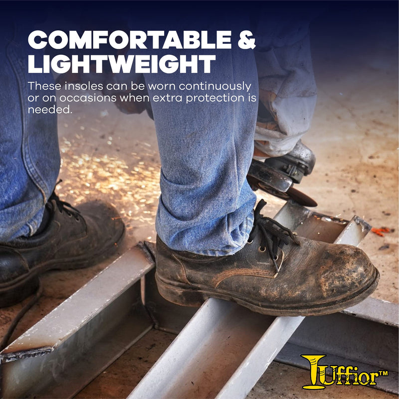 [Australia] - Tuffior Puncture Resistant Flexible Steel Plate Nail Proof Arch Support Men & Women Supportive Insoles Inserts Personal Protective Equipment (PPE) Comfort Protection for Safety Work Shoes Boots (L) L 
