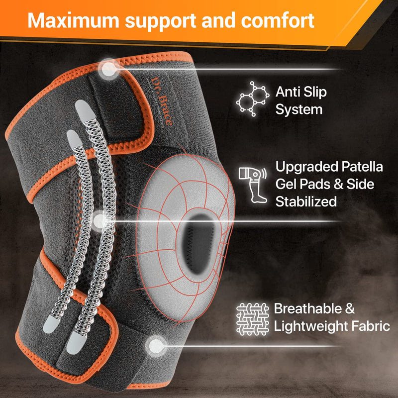 [Australia] - Dr. Brace ELITE Knee Brace with Side Stabilizers & Patella Gel Pads for Maximum Knee Pain Support and fast recovery for men and women-Please Check How To Size Video (Mars, Large) Mars 