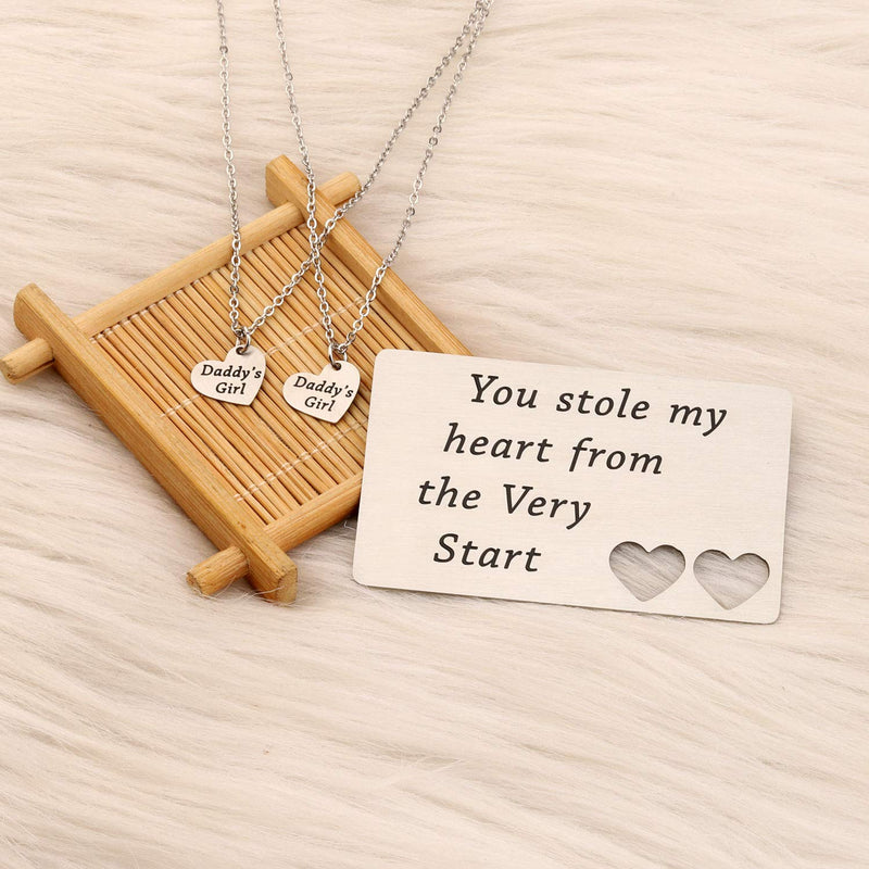 [Australia] - Zuo Bao Father and Daughter Jewelry Set You Stole My Heart from The Very Start Daddy’s Girl Necklace Dog Tag Keychain Set Daughter Gift Stole Heart Card 2 