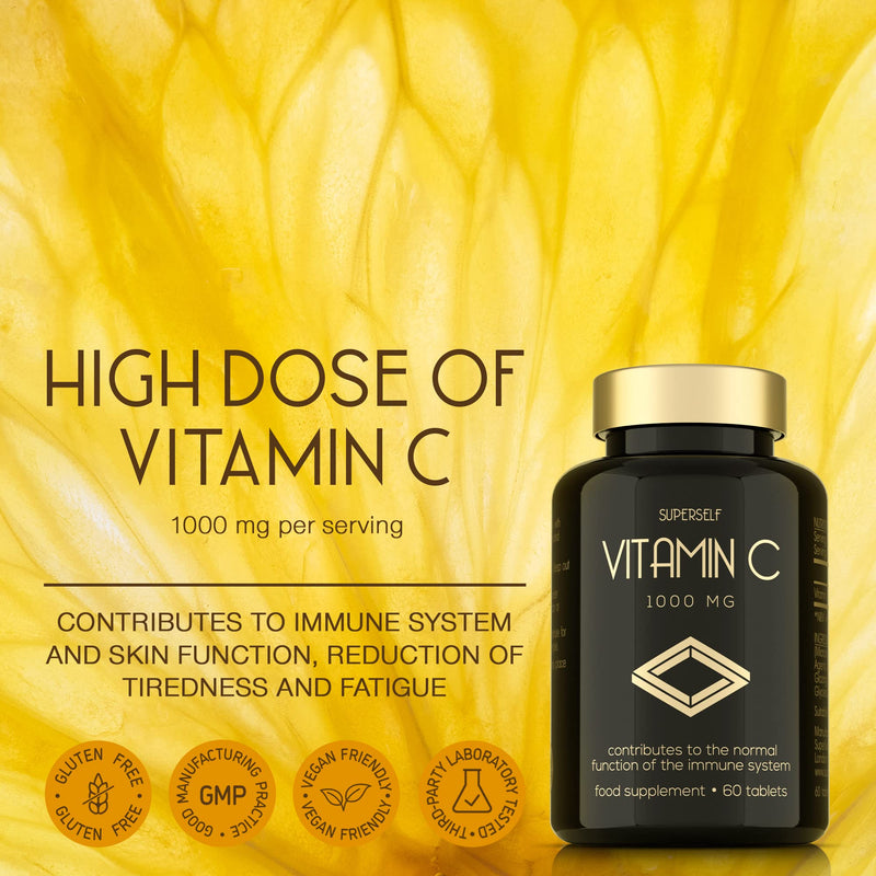 [Australia] - Vitamin C 1000mg Tablets - High Strength 60 Tablets - Vegan VIT C Supplement for Immune System Support - Ascorbic Acid - Made in The UK 