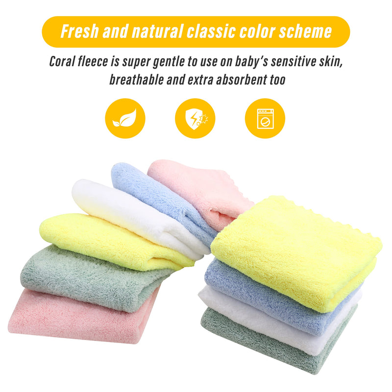 [Australia] - Super Absorbent 10 Pack Burp Cloths - Coral Fleece Gentle on Sensitive Skin for Face and Body, Plush - Milk Spit Up Rags - Burpy Cloth for Baby Boys and Girls - Unisex 17 x 10 Inch by Lovely Care 