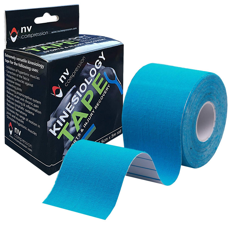 [Australia] - NV Compression Kinesiology Tape | 5m Roll of Elastic Muscle Support Tape for Exercise, Sports & Injury Recovery (Light Blue) Light Blue 