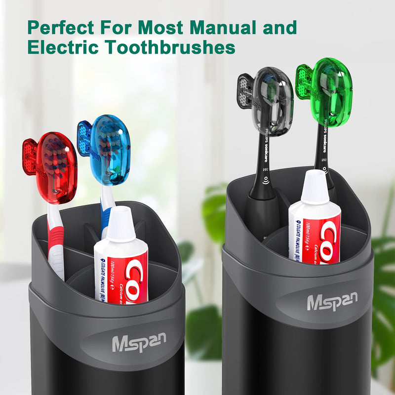 [Australia] - Mspan Toothbrush Head Cover Cap: Toothbrush Protector Brush Pod Case Protective Plastic Clip Bathroom Cool Stuff for Household Travel Blue, Red, Green, Black 