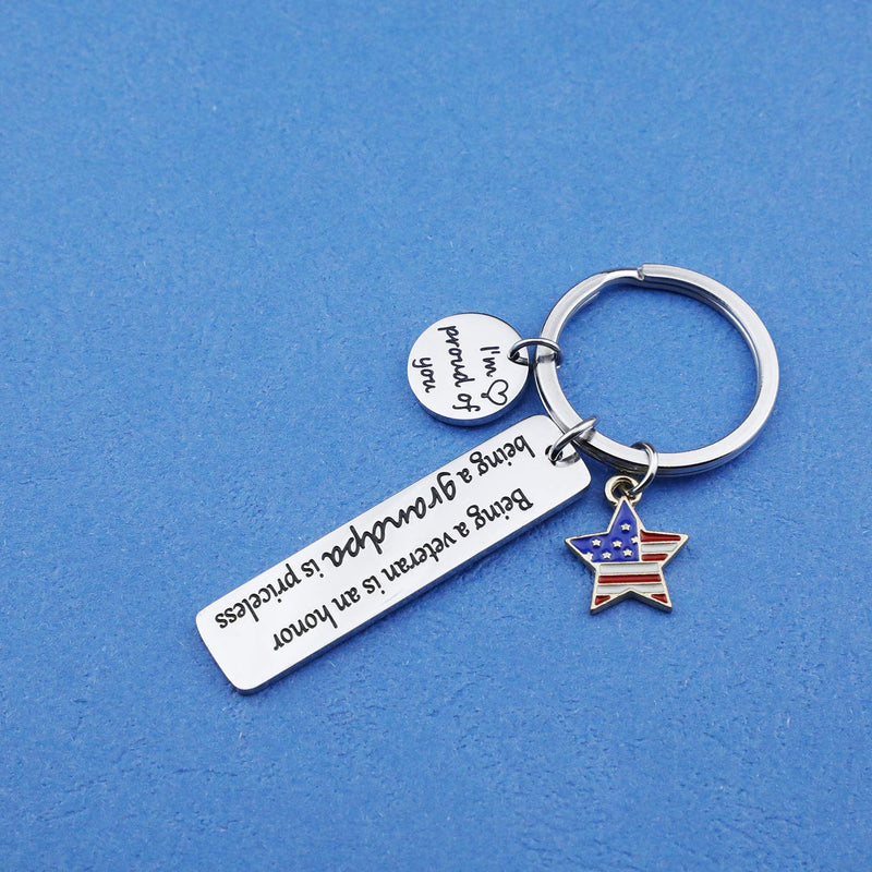 [Australia] - Military Veteran Keychain Military Veteran Gifts USA Flag American Charm Keychain Being A Veteran Is An Honor Being A Grandpa Is Priceless Marine Navy Army Air Force(veteran grandpa-KR) 