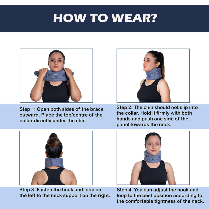 [Australia] - Wonder Care Cervical Collar for Neck Pain Soft Neck Support Brace for Spondylitis Neck Pain Relief for Men & Women Grey (Large: 4"-4.5") L (Pack of 1) 