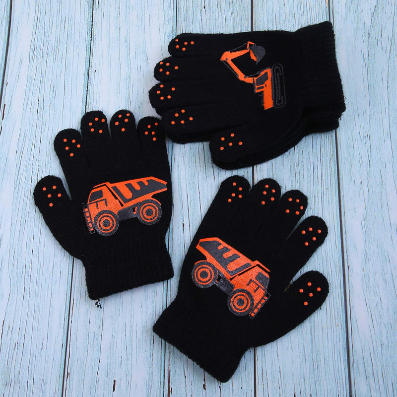 [Australia] - Cooraby 3 Pairs Winter Kids Gloves Warm Stretchy Knitted Magic Gloves Full Finger Mittens Colors H 3-5T 