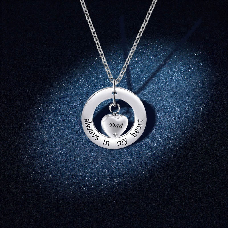 [Australia] - YSAHan Urn Necklace Heart Cremation Eternity Circle of Life Ash Holder Memorial Ashes Stainless Steel Jewelry Always in My Heart Wife 