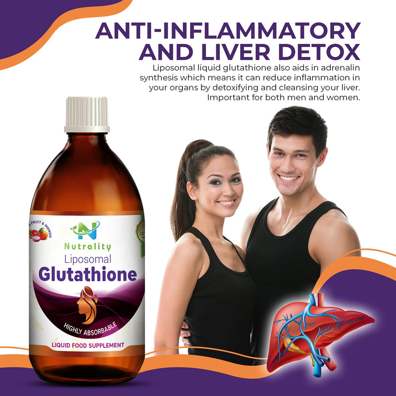 [Australia] - Nutrality Liposomal Glutathione Liquid Supplement, 400mg, Immune Defense and Liver Support, 250ml, 30x Bioavailable Absorption, Antioxidants and Sunflower Lecithin 