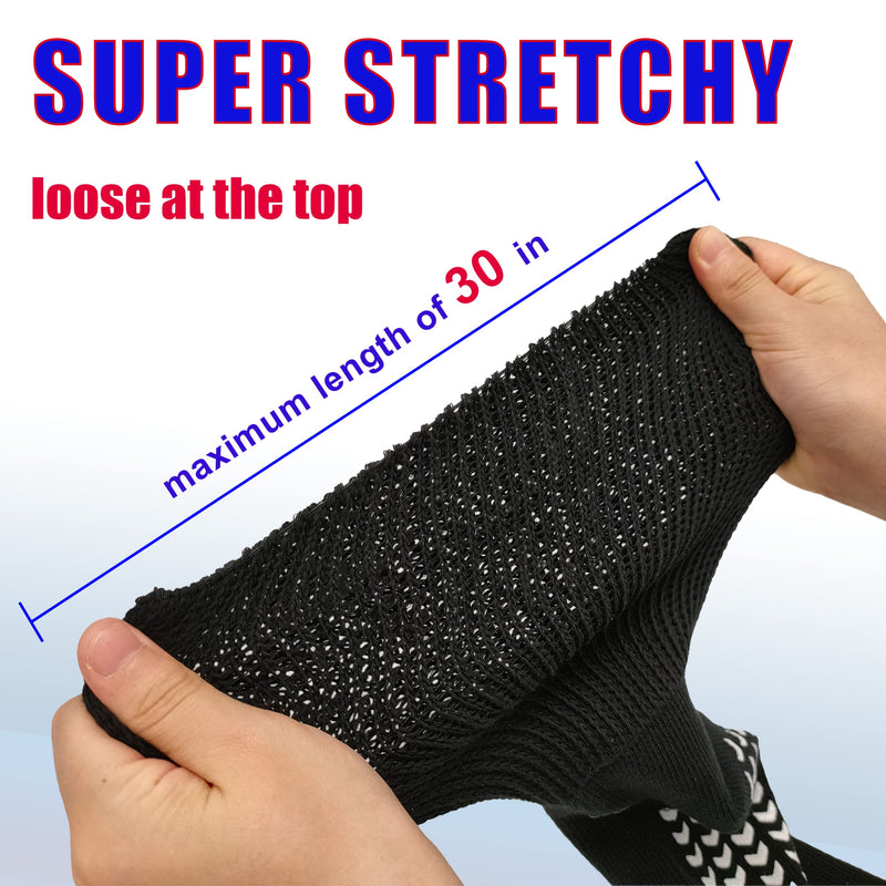 [Australia] - 2 Pairs of Extra Wide Diabetic Socks for Swollen Feet-Non Slip Cast Socks-Ideal for Edema Feet, Socks for Lymphedema, No Obstruction of Circulation, Mens and Womens-Black 