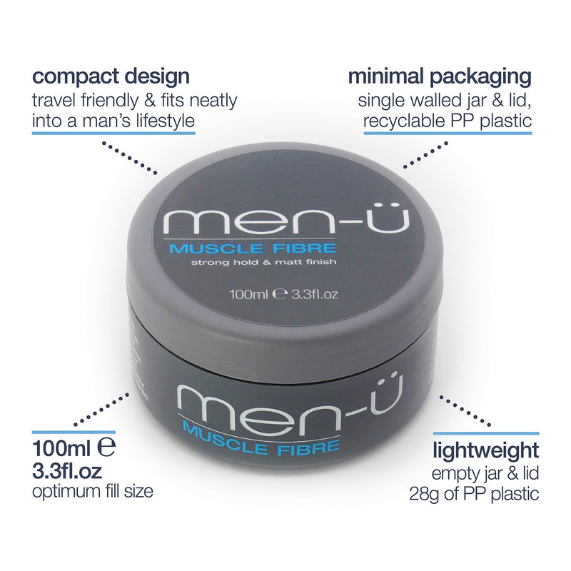 [Australia] - men-u MUSCLE FIBRE ‚Äì Mens hair products ‚Äì Hair putty w/ Strong, long lasting hold & matt finish. Instant style in your hands with a superb hold and separation. Mens Hair wax, single walled puck 100ml. 