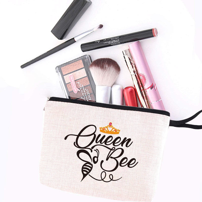 [Australia] - Queen Bee -Makeup Bag, Bumble Bee Inspirational Gift for Her, Beekeeper Gifts, Gift Gardener, Honeybee Gifts, Bee Bag, Honeybee Pouch Case 