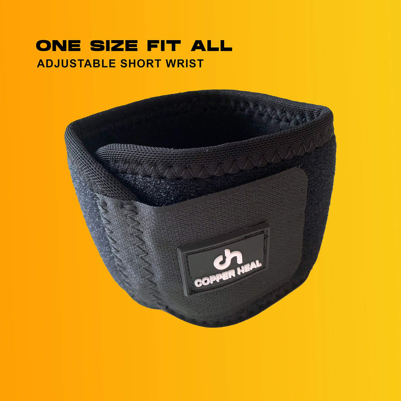 [Australia] - COPPER HEAL Adjustable Wrist Support Brace - Suitable for Both Right & Left Hands Strap Short Sleeves Wraps Medical Recovery Pain Relief Black 