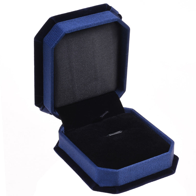 [Australia] - COSMOS Blue Color Velvet Necklace Gift Box Pendant Gift Box Octagonal Jewelry Box with Bow 