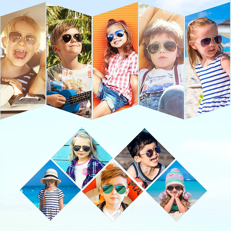 [Australia] - Creamily Kids Aviator Sunglasses UV Protection Glasses Mirrored Lens Eyewear Age 2-9 Boys Girls Outdoor Daily Wear Eyeglasses Black Frame Gray Lens 