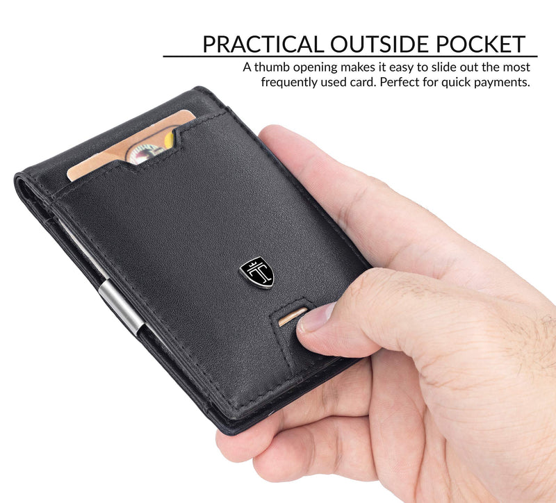 [Australia] - TRAVANDO Mens Wallet Money Clip PHOENIX Front Pocket Slim RFID Bifold Gifts Black 