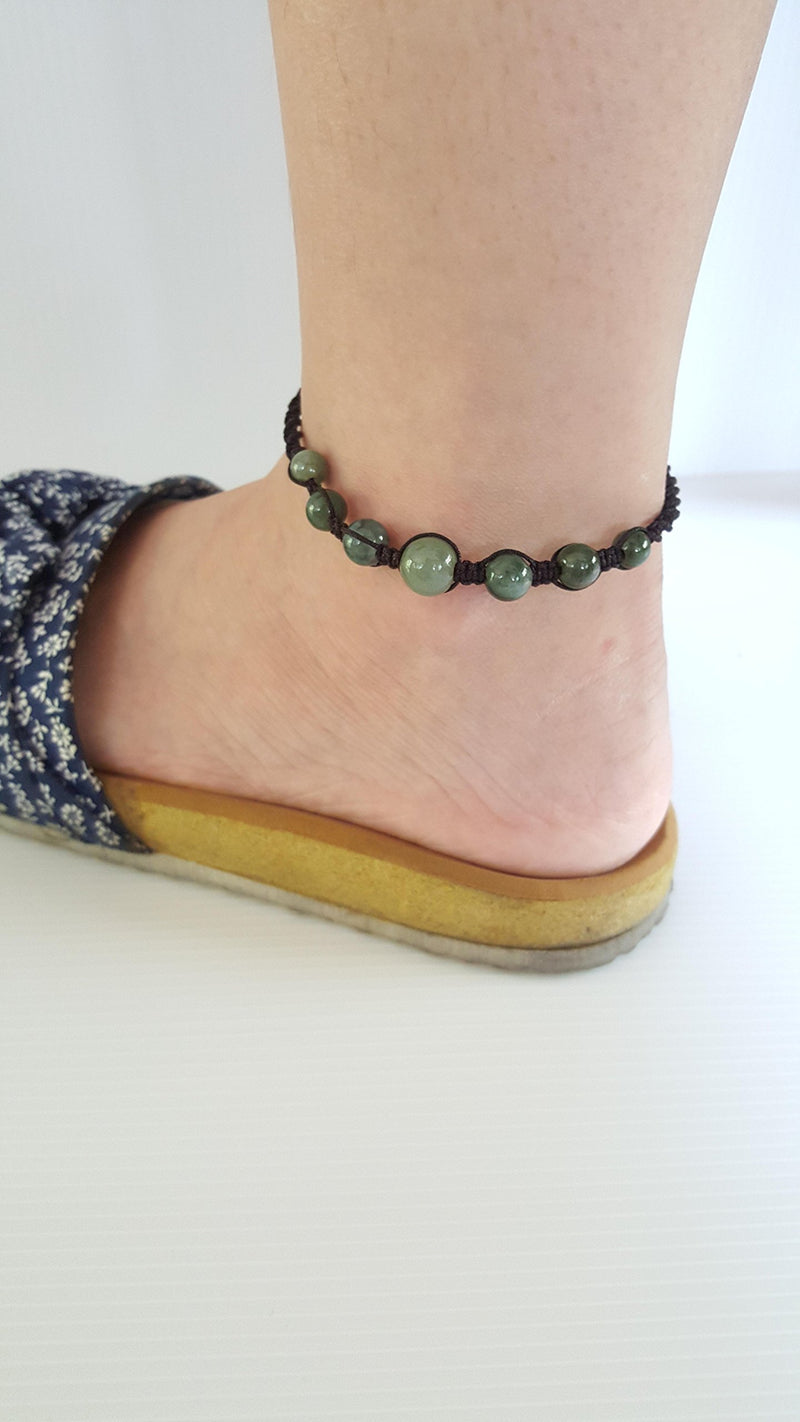 [Australia] - Infinityee888 Jade Bead Anklet Green Feng Shui for Men,Women Ankle Bracelet-AK01 