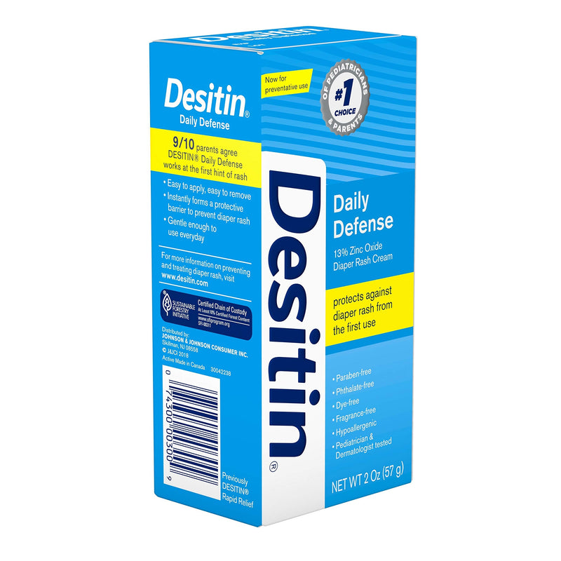 [Australia] - Desitin Daily Defense Baby Diaper Rash Cream with 13% Zinc Oxide Barrier Cream to Treat, Relieve & Prevent Diaper Rash, Hypoallergenic, Dye-, Phthalate- & Paraben-Free, Travel Size, 2 oz 