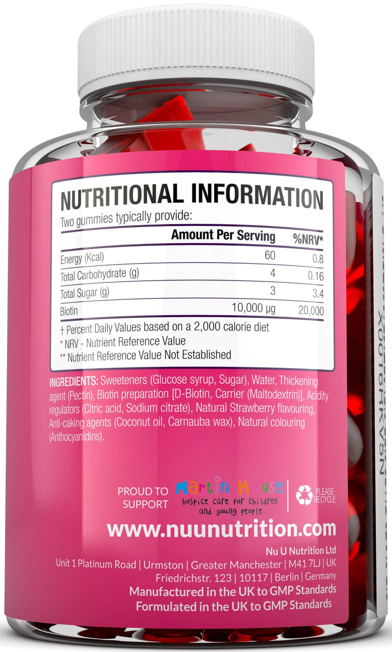 [Australia] - Biotin Hair Gummies - 10,000mcg Biotin - 90 Vegan Gummies not Tablets, 45 Day Supply - Supports Normal Skin & Hair Growth, Chewable Hair Vitamins 